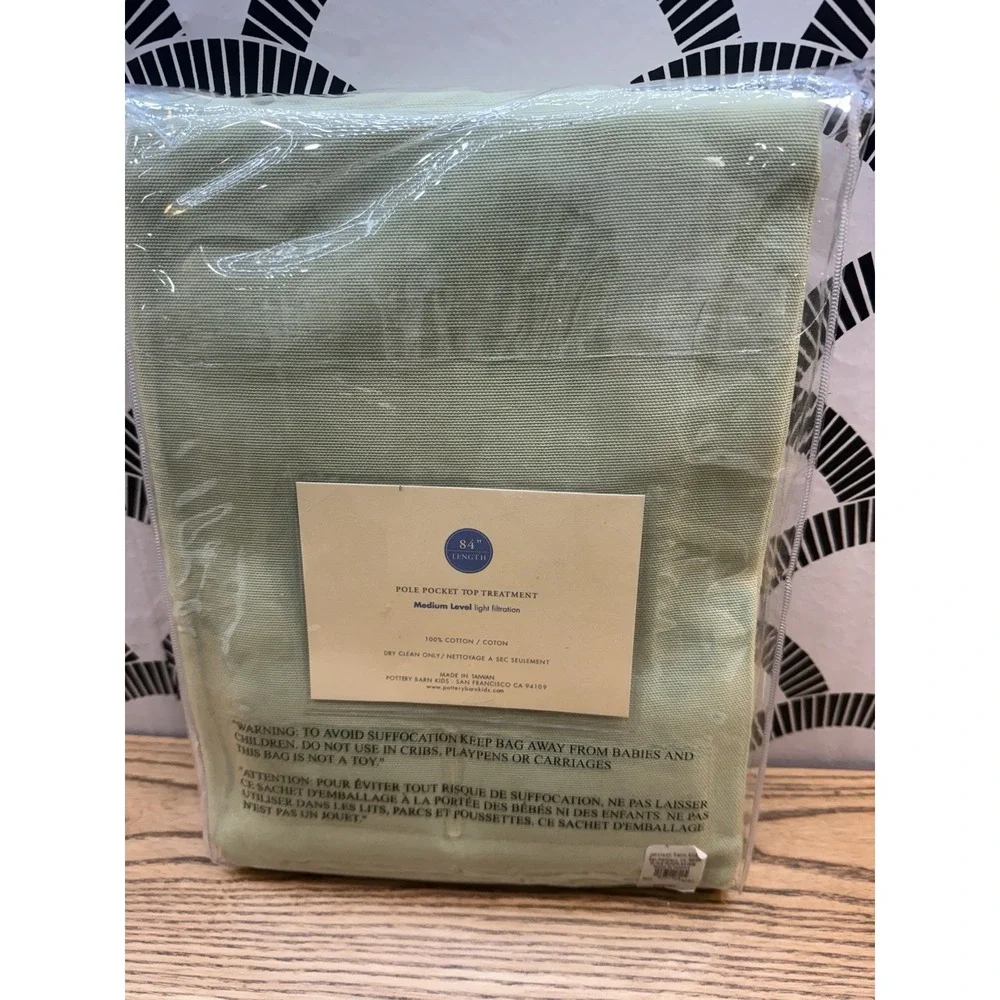 NEW Pottery Barn Kids Green Sailcloth Panel Pole Pock Drape Curtain 44x84 COTTON